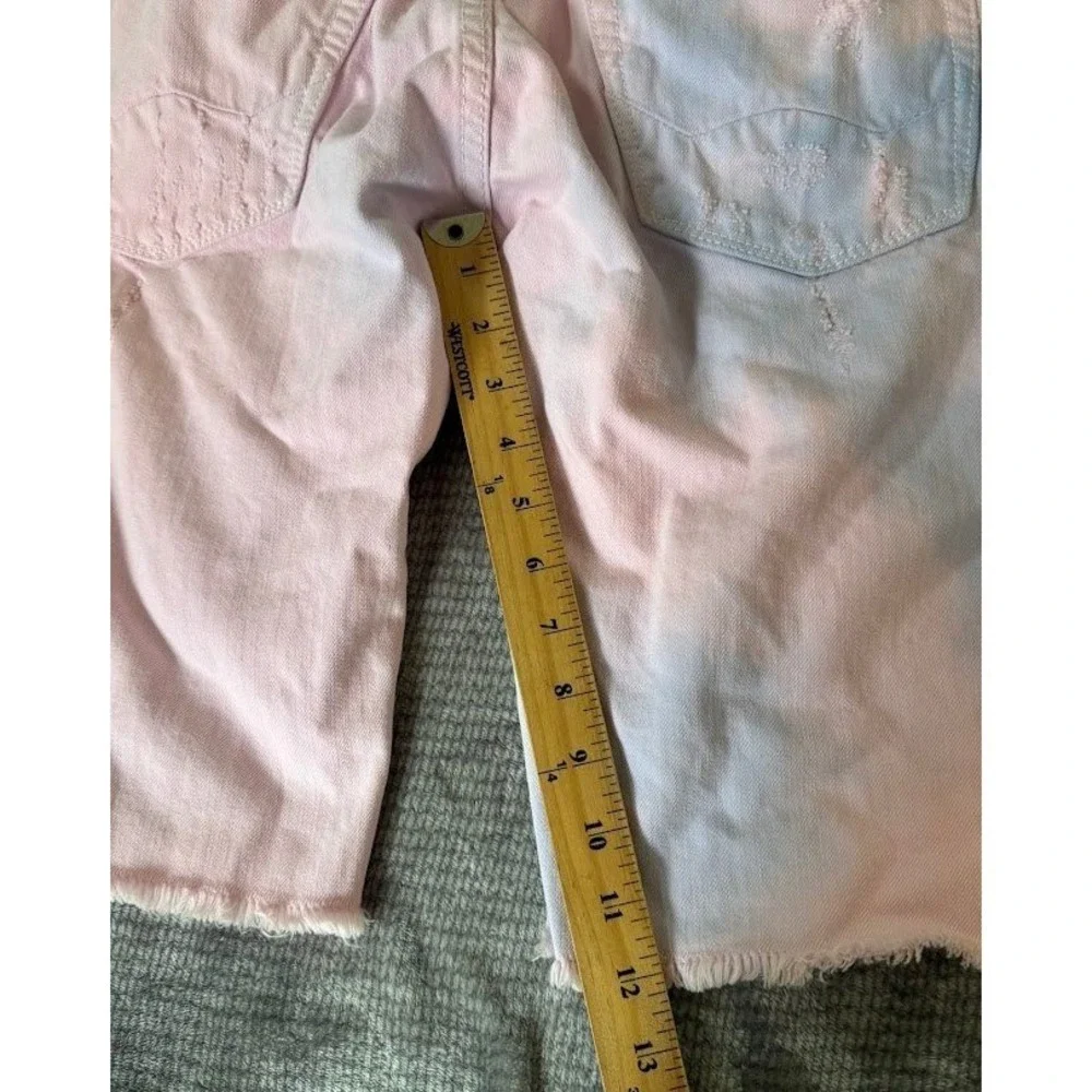 Cult of Individuality Rebel Short Pink Blue Tie Dye Distressed Denim 30X12